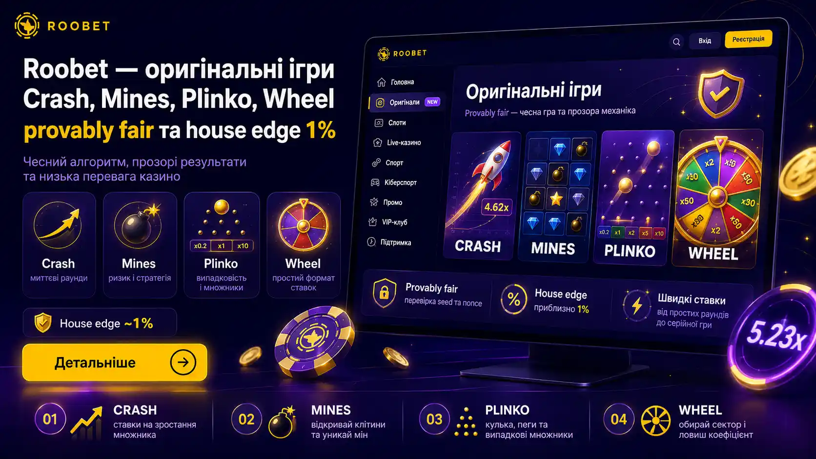 Ігрова бібліотека Roobet казино &mdash; слоти, live-казино та оригінальні ігри